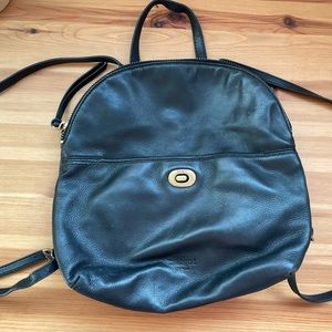 Black leather mini backpack